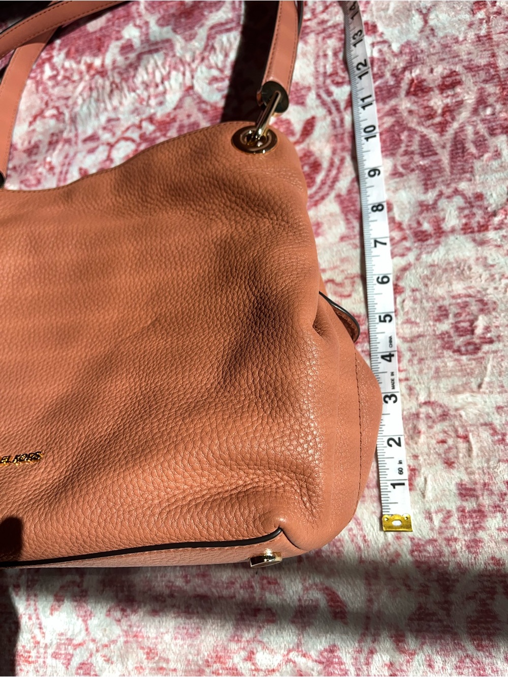 MICHAEL KORS Pebble Leather Triple Compartment RAVEN Shoulder Bag Gold Hardware - Picture 8 of 14